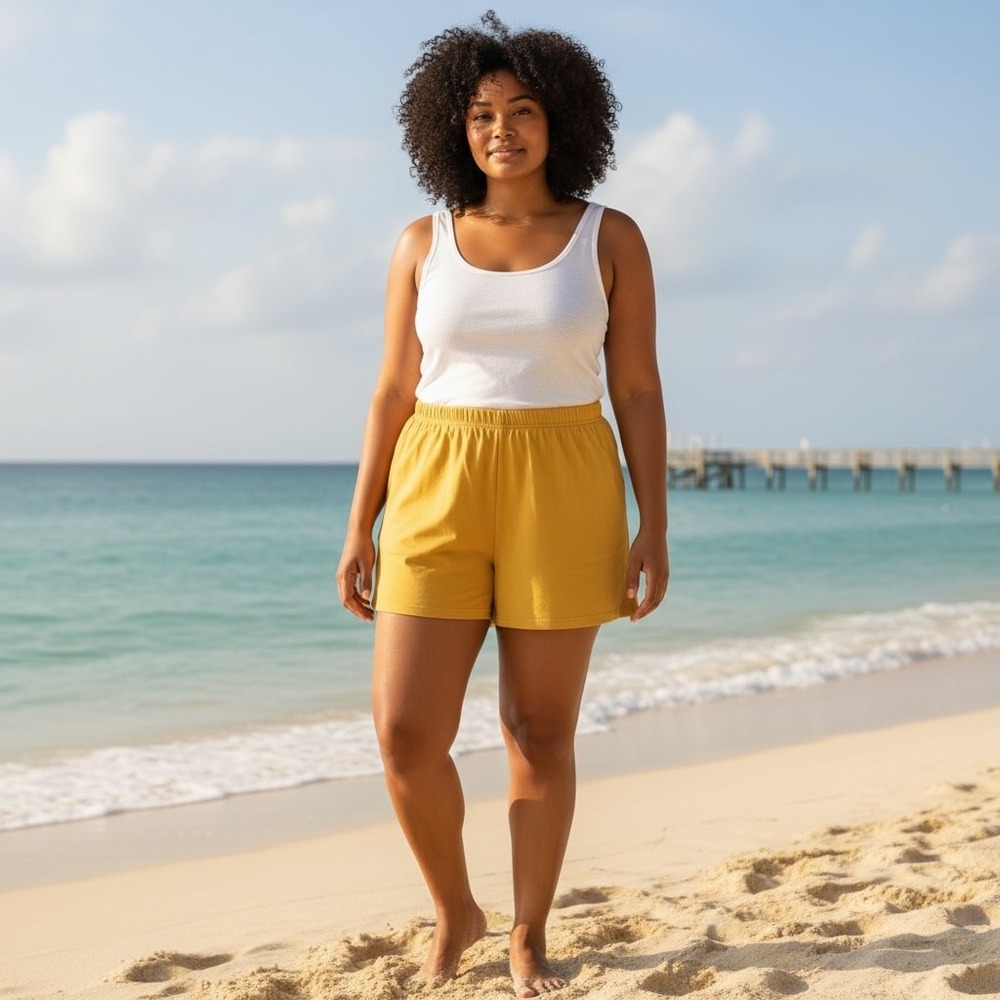 Bobbie Brooks Yellow Lounge Sleep Shorts Woman XL 18w Elastic Waist 4.5 Inseam‎